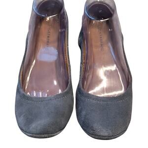 Lucky Brand Gray Round Toe Ballet Flats Slip On Shoes Suede Leather sz 7.5